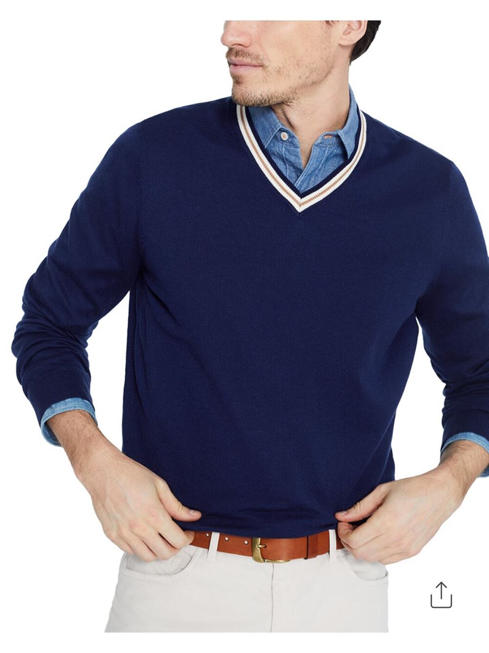 J. McLaughlin Keene Solid Cashmere Blend Sweater Blue XL